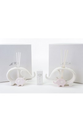 Bomboniera Matrimonio Profumatore Diffusore Elefante Elefantini Porcellana Bimba Rosa 2 Ass. Con Box