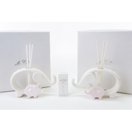 Bomboniera Matrimonio Profumatore Diffusore Elefante Elefantini Porcellana Bimba Rosa 2 Ass. Con Box