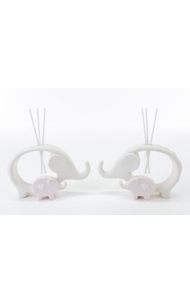 Bomboniera Matrimonio Profumatore Diffusore Elefante Elefantini Porcellana Bimba Rosa 2 Ass. Con Box
