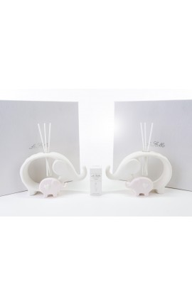 Bomboniera Matrimonio Profumatore Diffusore Elefante Elefantini Porcellana Bimba Rosa 2 Ass. Con Box