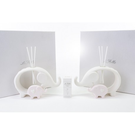 Bomboniera Matrimonio Profumatore Diffusore Elefante Elefantini Porcellana Bimba Rosa 2 Ass. Con Box