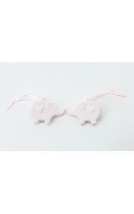 Bomboniera Battesimo Nascita Compleanno Calamita Megnare Elefante Elefantini Porcellana Rosa 2 Assortiti