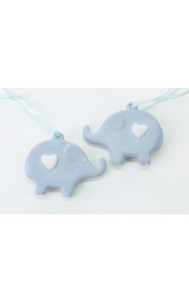 Bomboniera Battesimo Nascita Compleanno Calamita Magnete Elefante Elefantini Porcellana Celeste 2 Assortiti