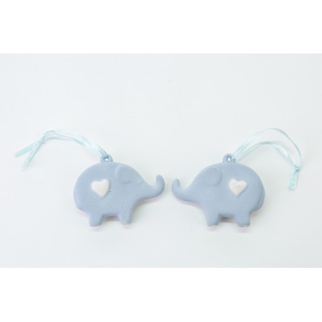 Bomboniera Battesimo Nascita Compleanno Calamita Magnete Elefante Elefantini Porcellana Celeste 2 Assortiti