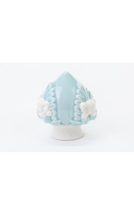 Bomboniera Battesimo Nascita Compleanno Pomo Elefante Elefantino Porcellana Celeste h.8 Cm