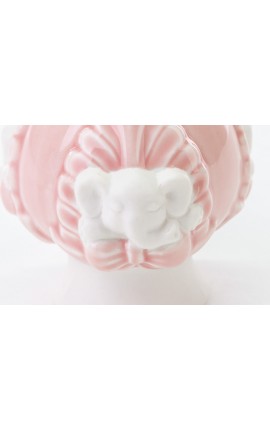 Bomboniera Battesimo Nascita Compleanno Pomo Elefante Elefantino Porcellana Rosa h.8 Cm