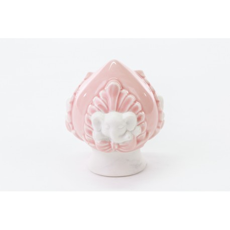 Bomboniera Battesimo Nascita Compleanno Pomo Elefante Elefantino Porcellana Rosa h.8 Cm