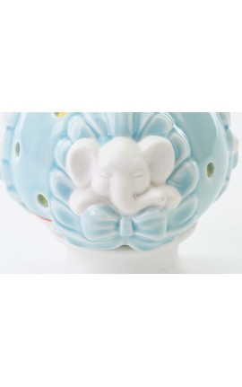 Bomboniera Battesimo Nascita Compleanno Pomo Elefante Elefantino Led Porcellana Celeste h.18 Cm