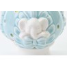 Bomboniera Battesimo Nascita Compleanno Pomo Elefante Elefantino Led Porcellana Celeste h.18 Cm