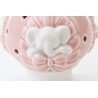 Bomboniera Battesimo Nascita Compleanno Pomo Elefante Elefantino Led Porcellana Rosa h.13 Cm