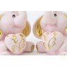 Bomboniera Battesimo Nascita Compleanno Elefantino Porcellana Rosa e Oro 2 ass. h.7 Cm