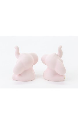 Bomboniera Battesimo Nascita Compleanno Elefantino Porcellana Rosa e Oro 2 ass. h.7 Cm